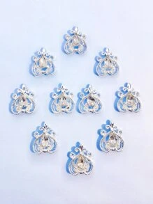 10 件心形美甲装饰 - 銀色 - 查看 3