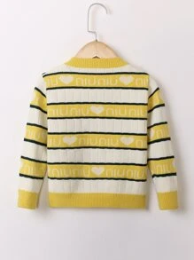 Niñitas Cárdigan con letra con con patrón de corazón de color combinado - Multicolor - Ver 2