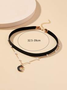 Gargantilla con diseño de luna a capas - Negro - Ver 3