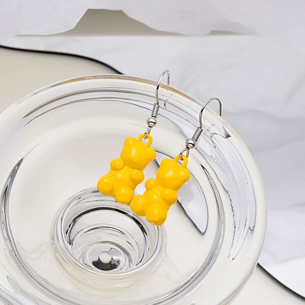 

Cartoon Bear Drop Earrings, Yellow