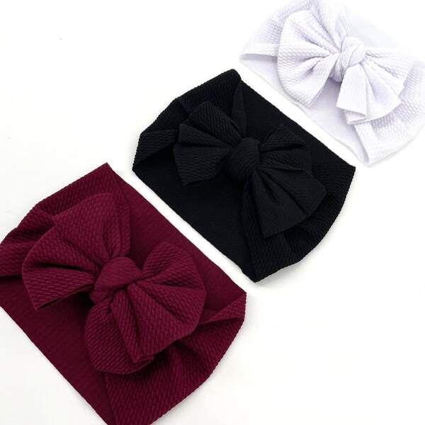 

3pcs Baby Bow Decor Headband, Multicolor