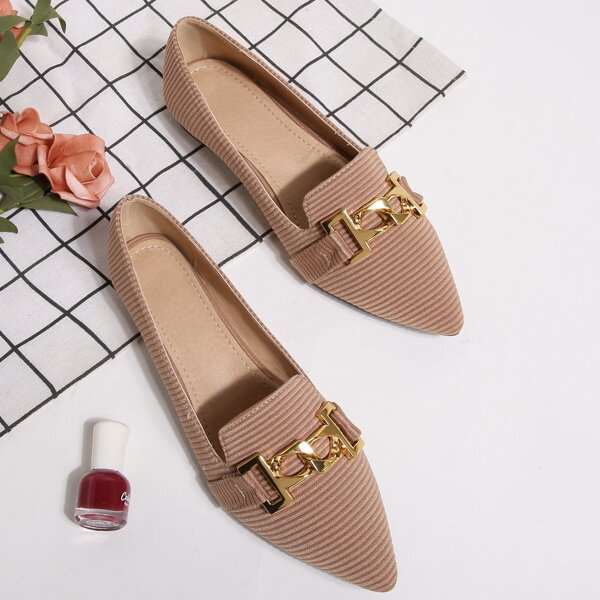 

Horsebit Decor Loafers, Apricot