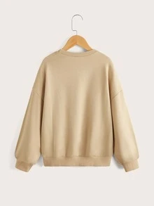 SHEIN Girls Christmas Lantern Print Pullover - Khaki - View 2