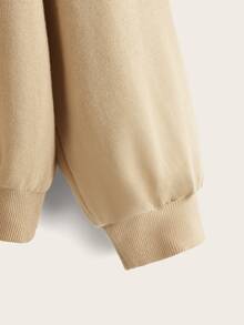 SHEIN Girls Christmas Lantern Print Pullover - Khaki - View 3