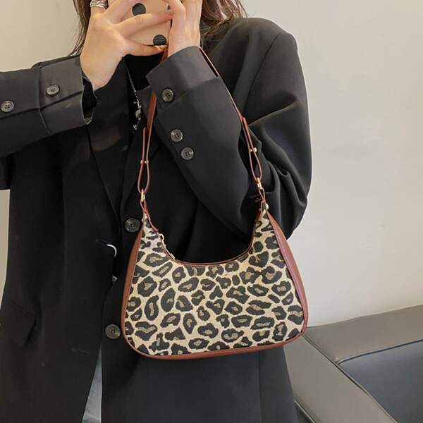 

Leopard Pattern Baguette Bag, Multicolor