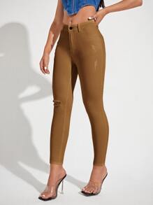 Acid Wash High-Waisted High Stretch Skinny Jeans - Ginger - View 4