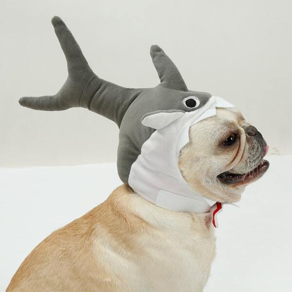 

1pc Shark Shaped Pet Headwear, Grey