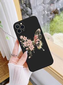 1 chiếc ốp lưng điện thoại silicon di động kèm dây đeo, họa tiết hoa và bướm, tương thích với iPhone, , , phiên bản quốc tế, không phải phiên bản nội địa. - Nhiều màu - Xem 4