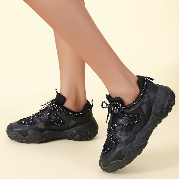 

Minimalist Lace-up Front Sneakers, Black