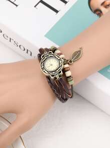 Đồng hồ bọc mặt dây chuyền lá - Đồng - Xem 2