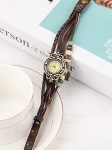 Đồng hồ bọc mặt dây chuyền lá - Đồng - Xem 3