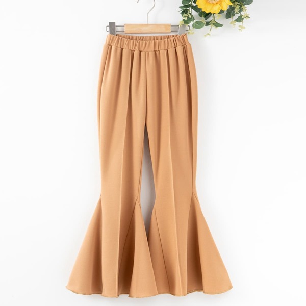 

Girls Solid Flare Leg Pants, Khaki