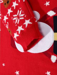 嬰兒聖誕老人和星星圖案針織連身褲 - 紅色 - 查看 5