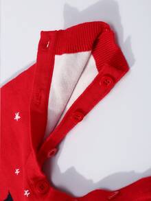 嬰兒聖誕老人和星星圖案針織連身褲 - 紅色 - 查看 6