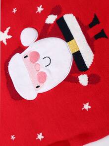 嬰兒聖誕老人和星星圖案針織連身褲 - 紅色 - 查看 7