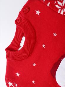 嬰兒聖誕老人和星星圖案針織連身褲 - 紅色 - 查看 8