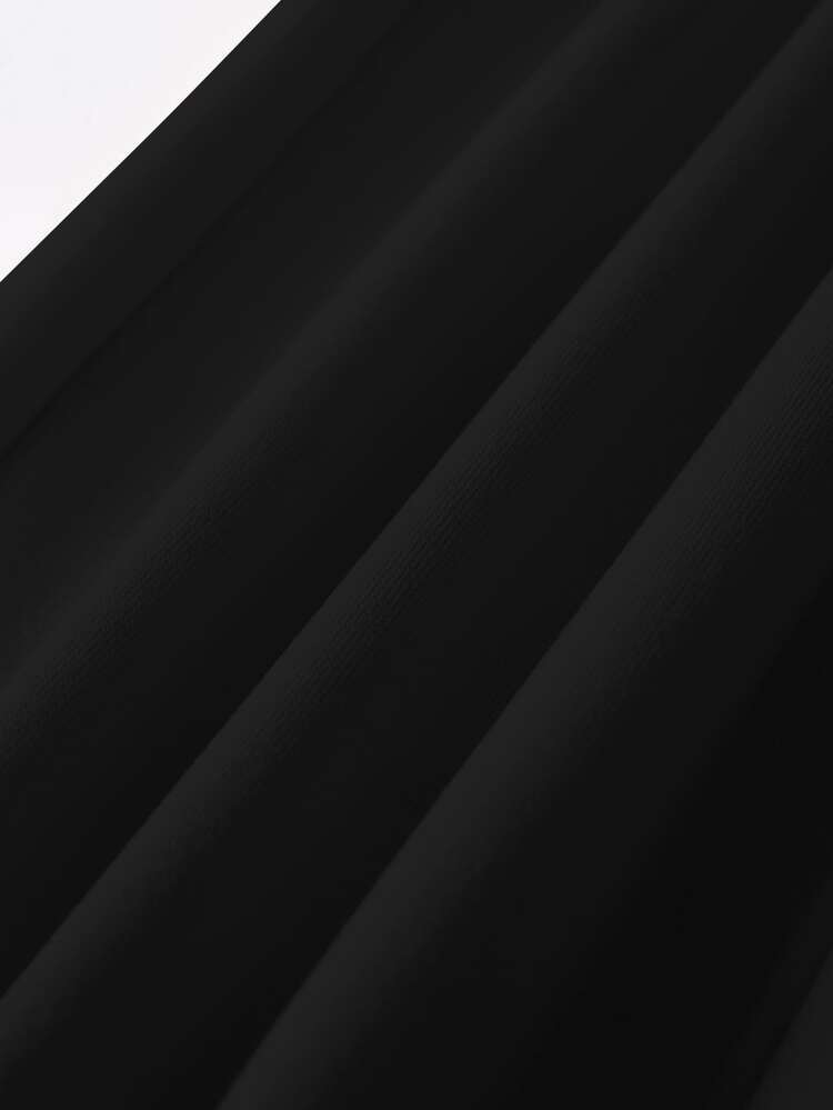 SHEIN Unity Solid Drawstring Waist Sweatpants - Black - View 3