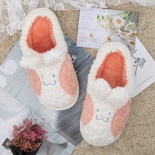 

Cartoon Design Fluffy Bedroom Slippers, White