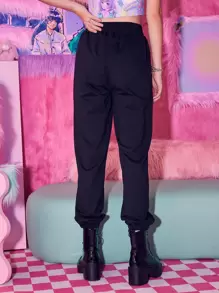 Eggmart 卡通熊圖案衛褲 - 黑色 - 查看 2