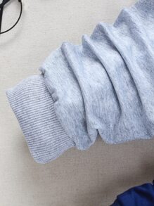 SHEIN Sudadera Y Pantalones Deportivos Con Estampado De Caricaturas De Niño Joven De Dos Tonos - Multicolor - Ver 5