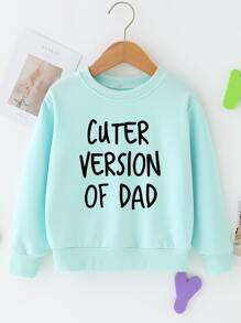 SHEIN Young Girl Slogan Graphic Pullover - Mint Green - View 1