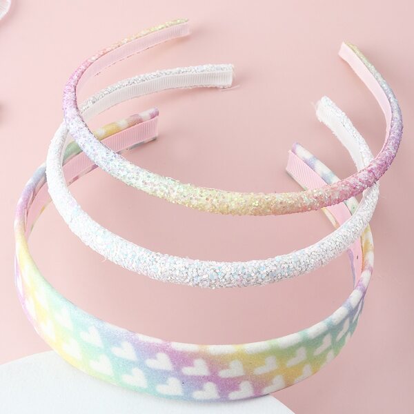 

3pcs Toddler Girls Heart Print Headband, Multicolor