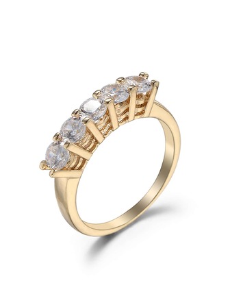 方晶鋯石裝飾戒指