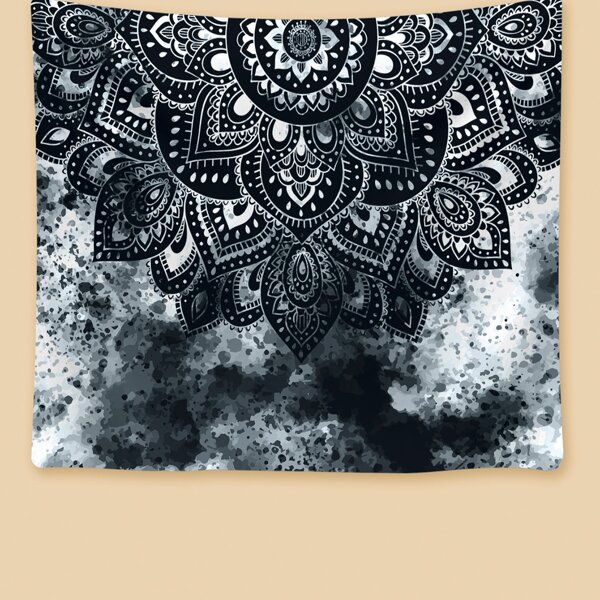 

Mandala Print Tapestry, Black and white