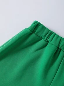 SHEIN Unity Letter Graphic Track Shorts - Green - View 4