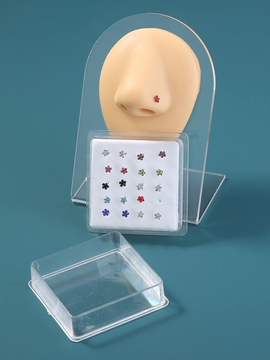 Nooxian 20 cái/bộ Phổ Biến Kim Cương Giả Trang Trí Mũi Đinh Đồng Đơn Giản & Phong Cách Dành Cho Nữ & Bé Gái Unisex - Nhiều màu - Xem 1