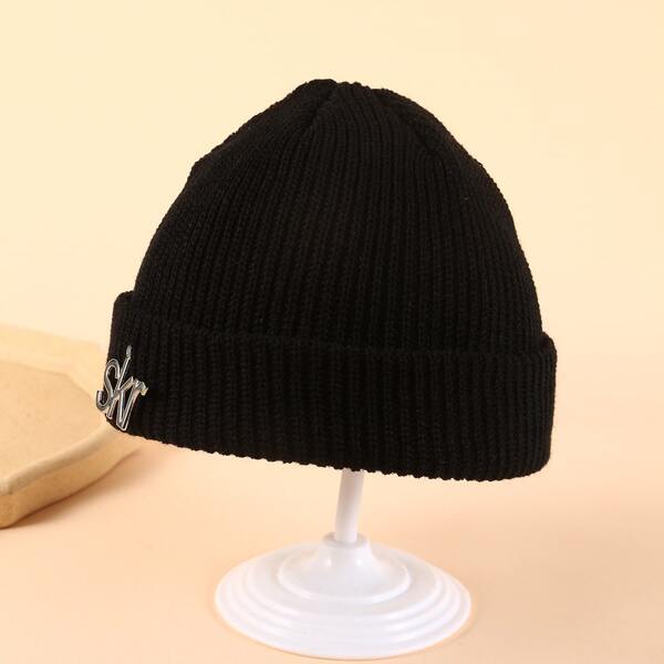 

Letter Decor Beanie, Black