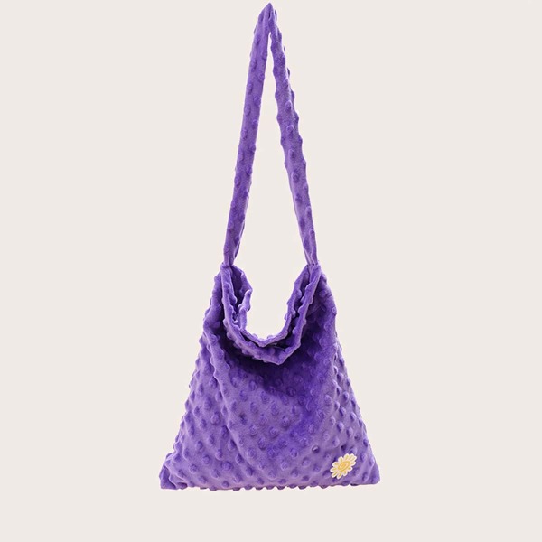 

Textured Sun Decor Shoulder Bag, Purple
