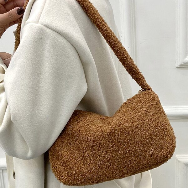 

Minimalist Fluffy Baguette Bag, Brown