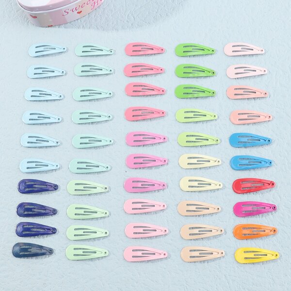 

50pcs Toddler Girls Solid Hair Clip, Multicolor