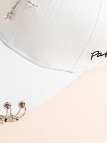 2pcs/Set Couple Iron Ring Design Black And White Baseball Cap - Black and White - View 3
