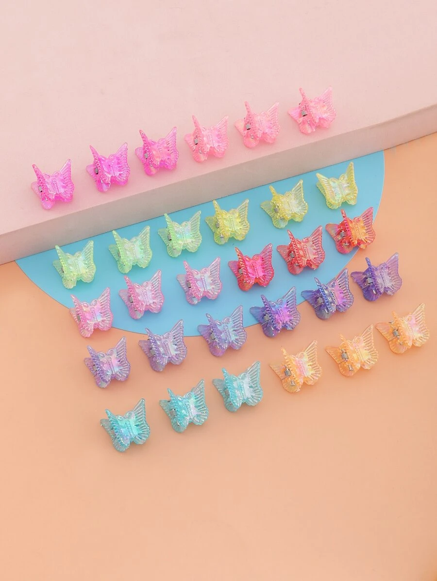Set de 30 piezas de pasadores de pelo con mariposas de colores, adecuados para decoración diaria - Multicolor - Ver 1