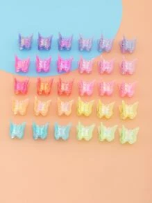 Set de 30 piezas de pasadores de pelo con mariposas de colores, adecuados para decoración diaria - Multicolor - Ver 4