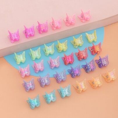 30個セット カラフルな蝶のヘアクリップ、日常的な装飾に適しています
