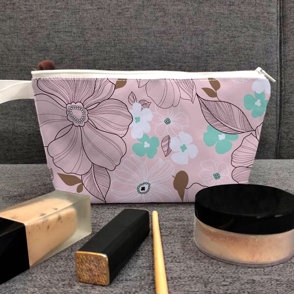 

Flower Painted Zipper Makeup Bag, Multicolor