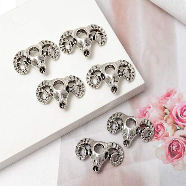

6pcs Goat Head Design Hair Ring, Silver