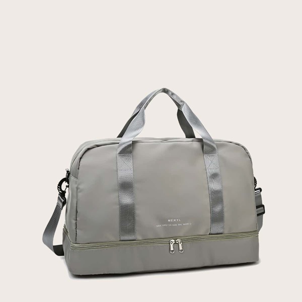 

Large Capacity Letter Graphic Duffel Bag, Grey