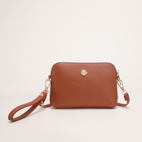 

Metal Decor Textured Dome Bag, Brown