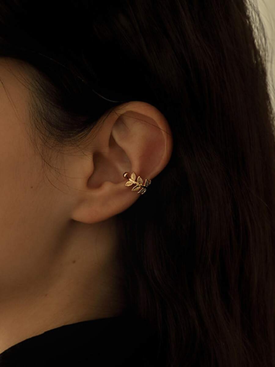 1 chiếc lá trang trí tai còng trang sức bằng đồng - Vàng - Xem 1