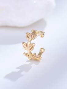 1 chiếc lá trang trí tai còng trang sức bằng đồng - Vàng - Xem 2