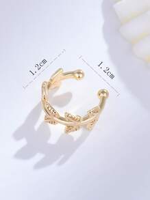 1 chiếc lá trang trí tai còng trang sức bằng đồng - Vàng - Xem 3