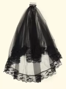 1 件新娘花朵装饰发梳（随机颜色：银色或黑色）万圣节秋季服装女士 - 黑色 - 查看 1
