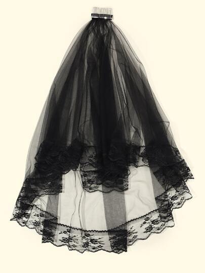 مشط شعر مزين بزهور العروس (لون عشوائي: فضي أو أسود) ملابس كوستيوم هالوين وخريف للنساء