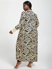 Slaydiva 大碼豹紋印花拼接邊外套 - 彩色 - 查看 2