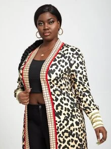 Slaydiva 大碼豹紋印花拼接邊外套 - 彩色 - 查看 4