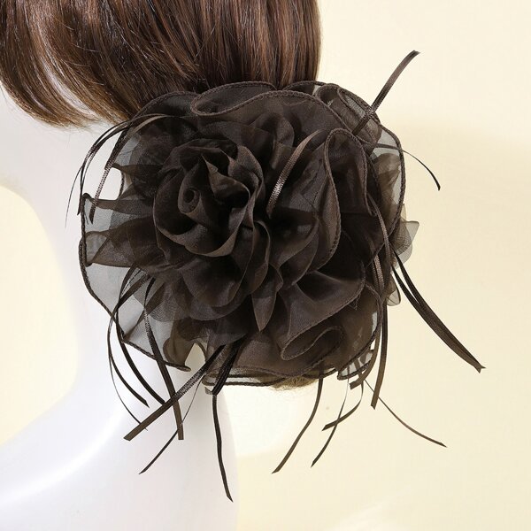 

Flower Decor Hair Claw, Coffee